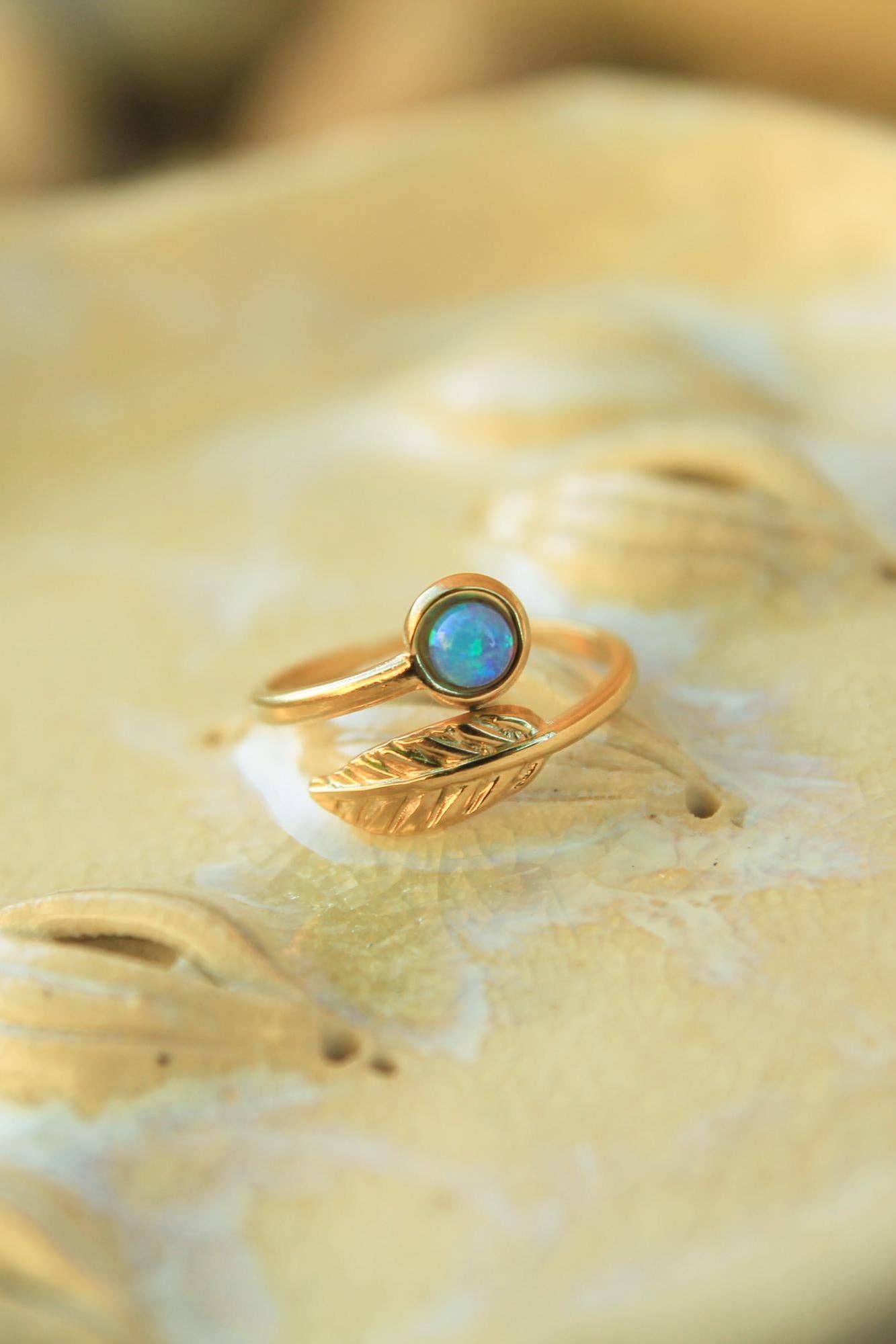 Gold Leaf Opal Ring