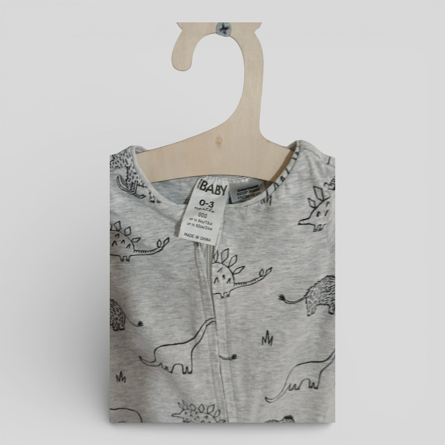 (000JNR) Cotton On | grey Dino Onesie