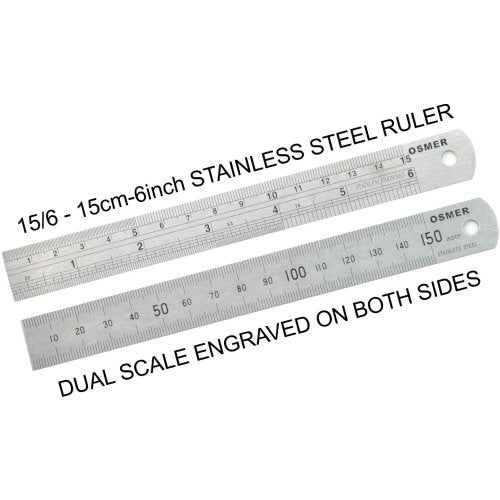 RULER OSMER STAINLESS STEEL 15CM / 6"