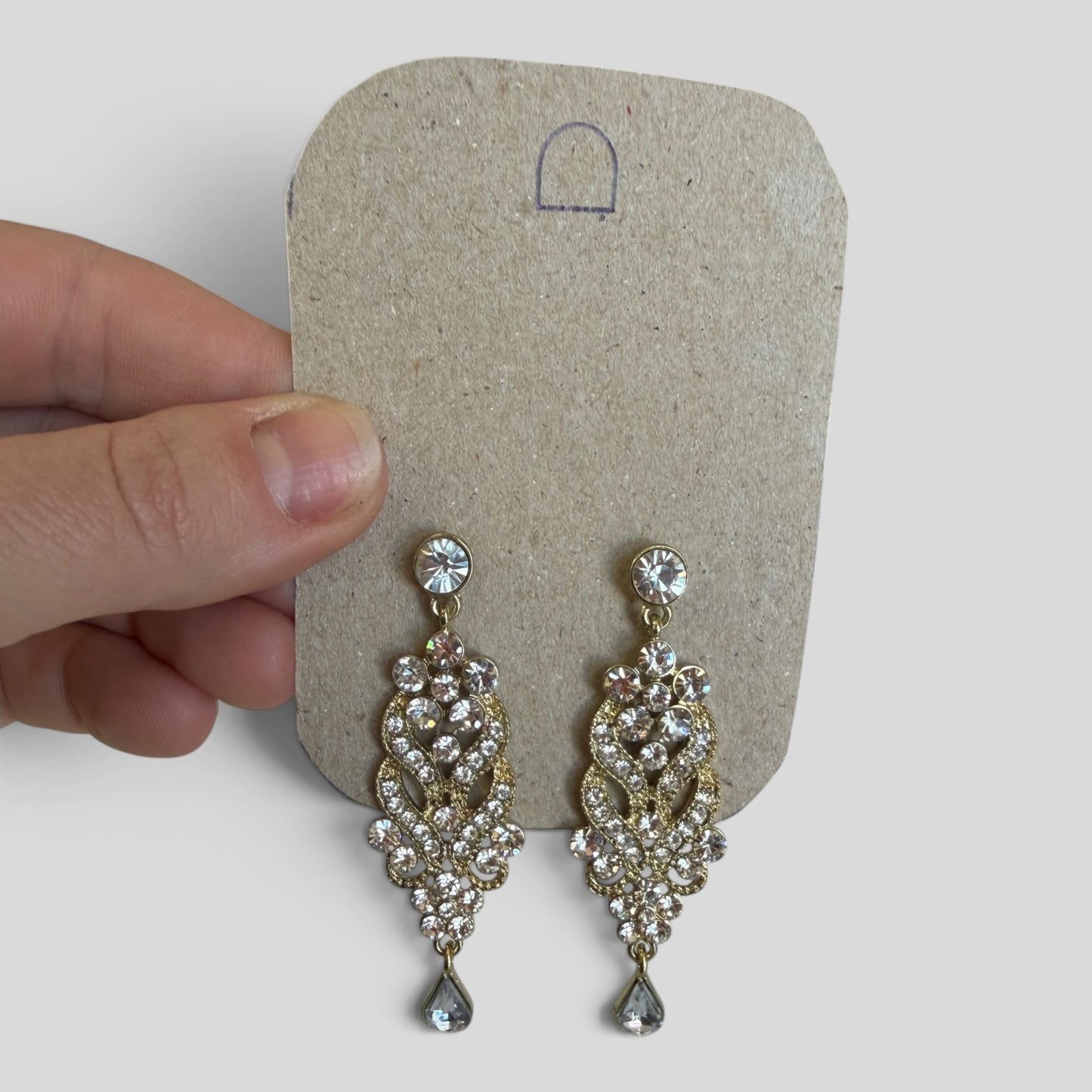 Earrings | Gold Diamonte Woven Chandelier