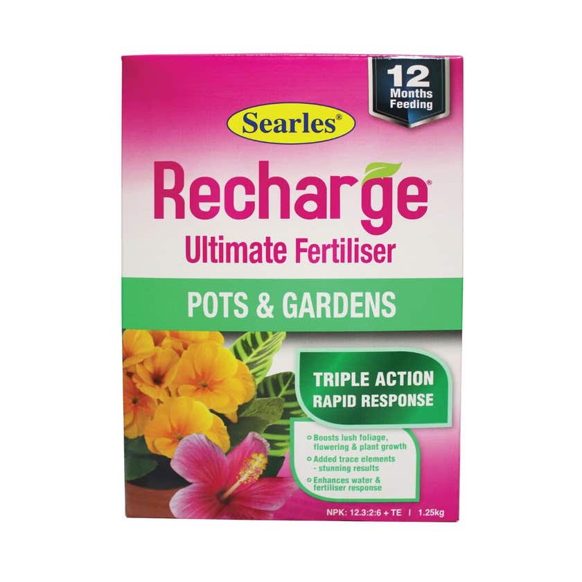 RECHARGE POTS AND GARDENS ULTIMATE FERTILISER 1.25KG SEARLES