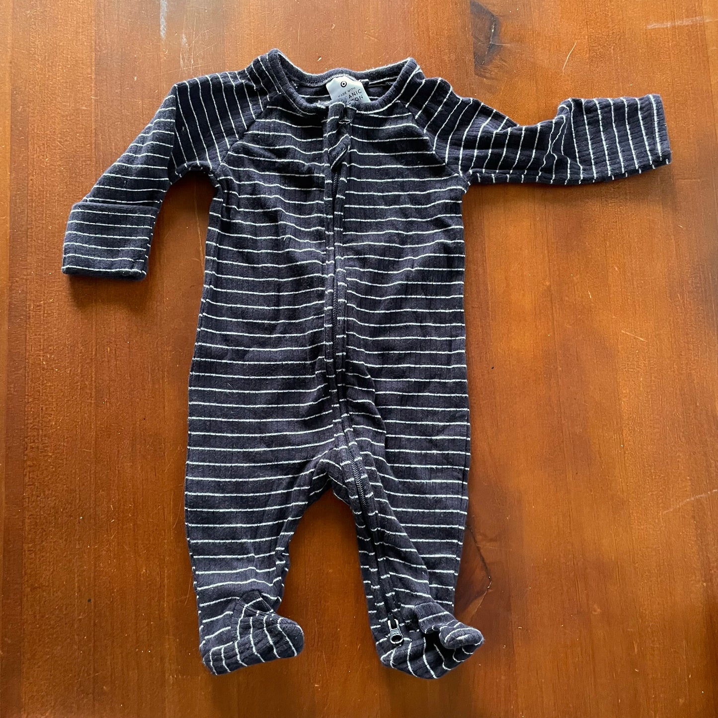 (0000) Target Organic Cotton B&W Striped L/S Jumpsuit