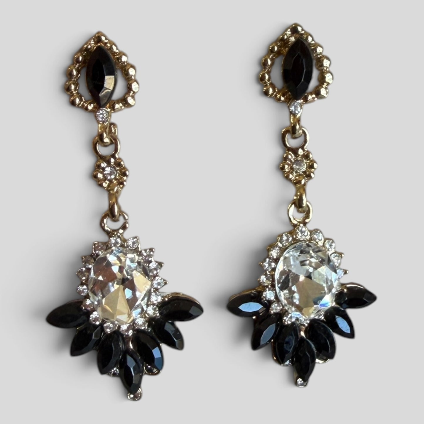 Earrings | Black Diamonte Crystal Drop