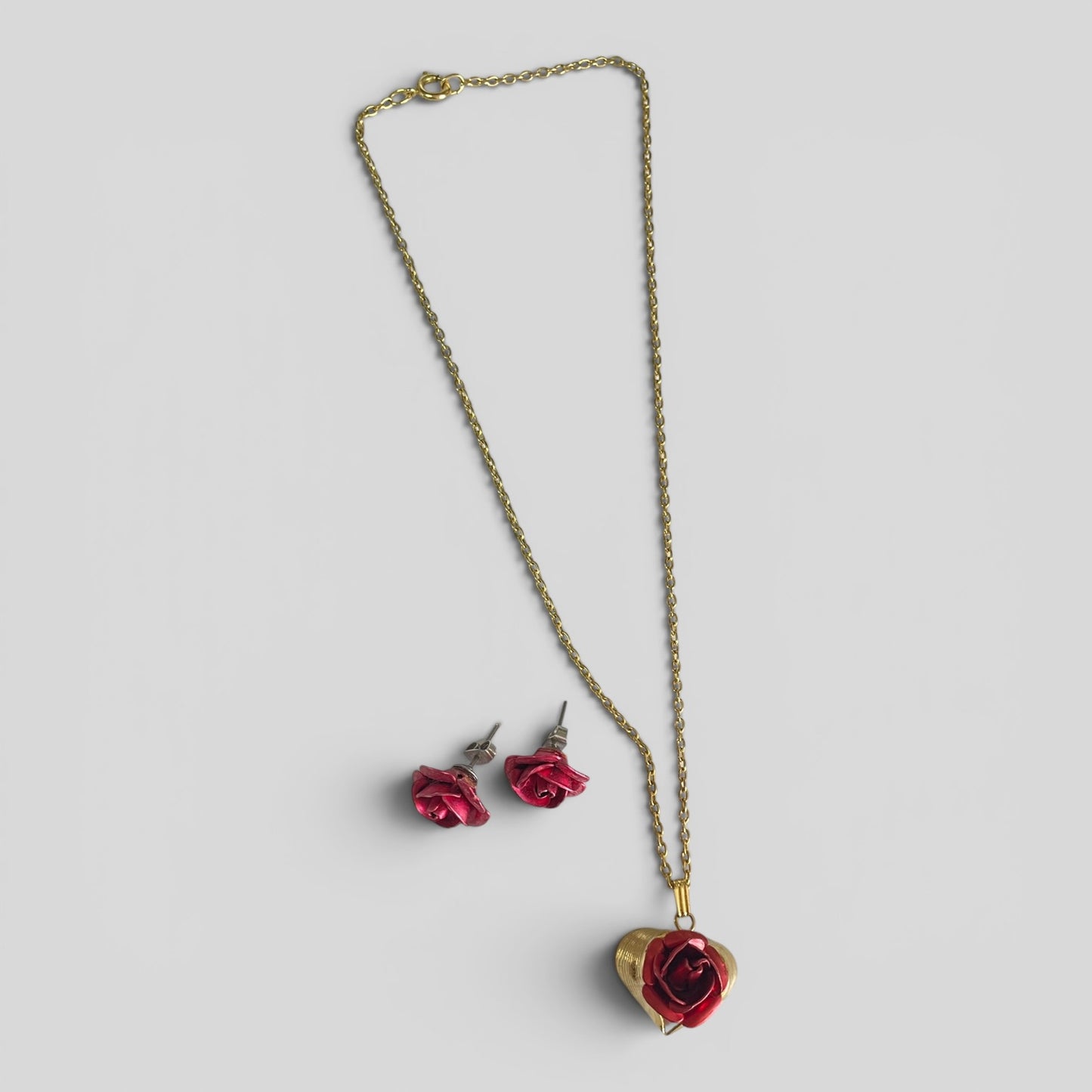 Necklace Earring Set Gold Roses