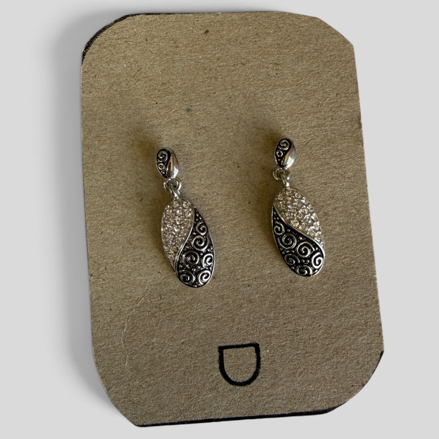 Earrings | Silver Swirl + Diamonte