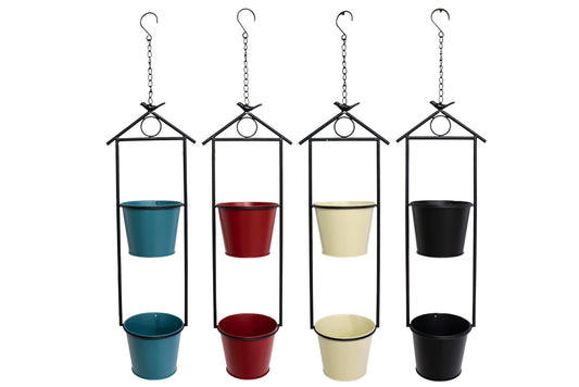 Metal Hanging Double Garden Pots 88cm Asstd Ea