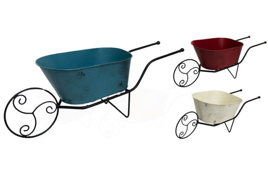 Metal Plant Pot Wheelbarrow 53cm EA Asstd