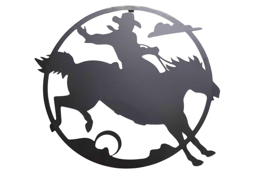 Metal Wall Art Bucking Horse 50cm Round