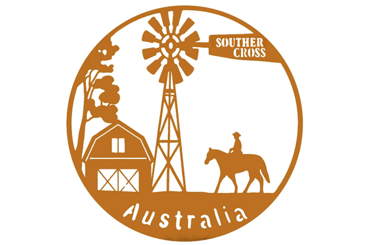 Metal Wall Art Farm Windmill Horse 52x53cm