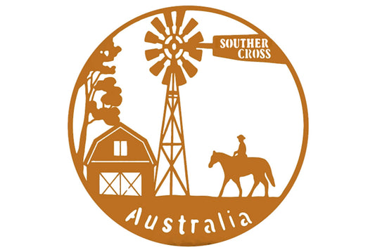 Metal Wall Art Farm Windmill Horse 52x53cm