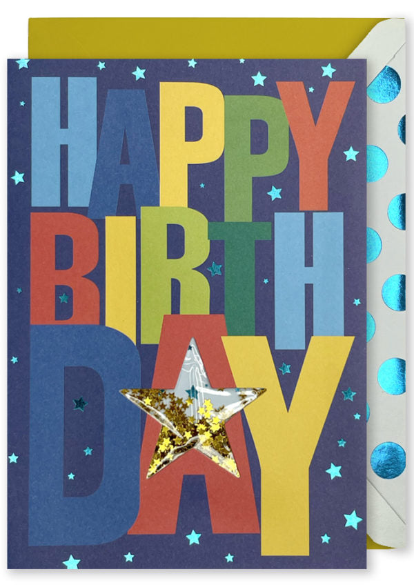 Birthday Card | Cut out star with Gold Stars