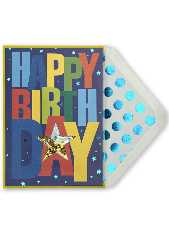 Birthday Card | Cut out star with Gold Stars