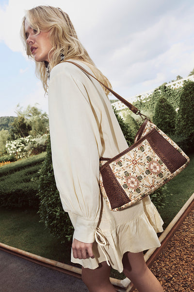 Wildflower Scroll Crossbody Bag in Heritage Beige