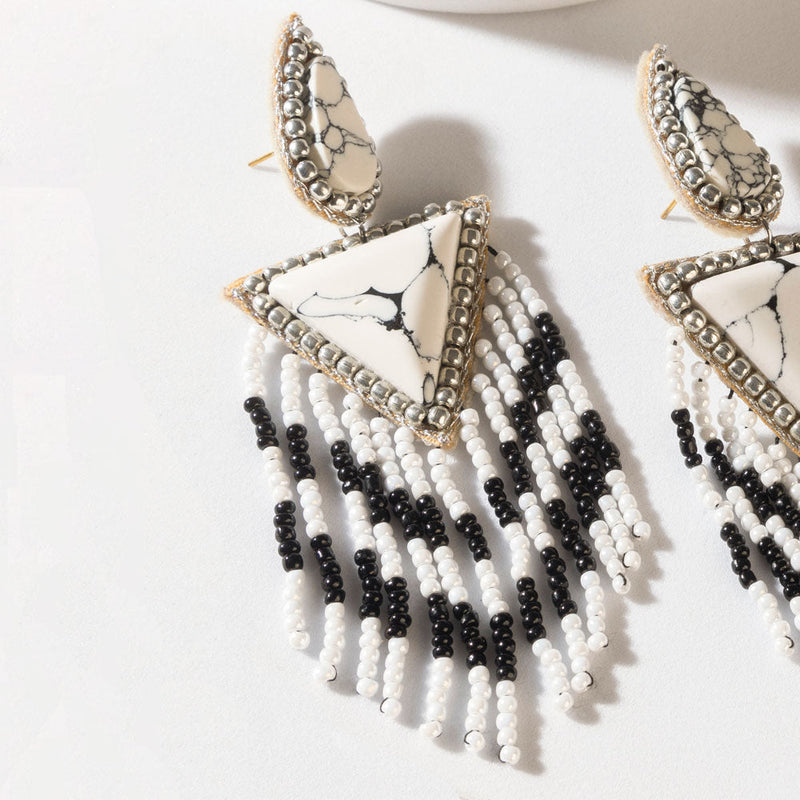 Chevrun Wild Earrings in Salt & Smoke