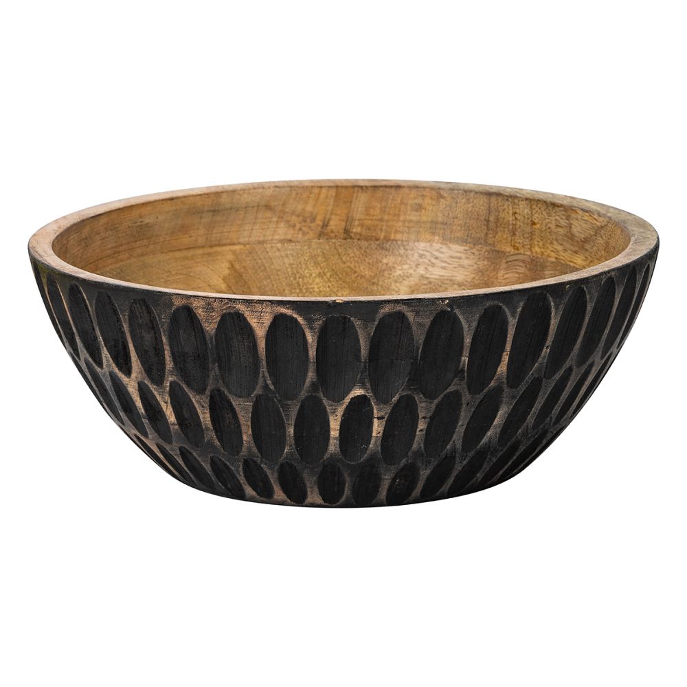 Antique Black Finish Wooden Bowl 10cm x 25cm