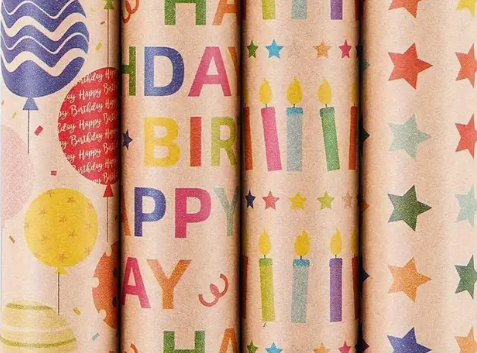 Gift Wrap | Flat Wrap - Kraft Birthday Assorted Designs
