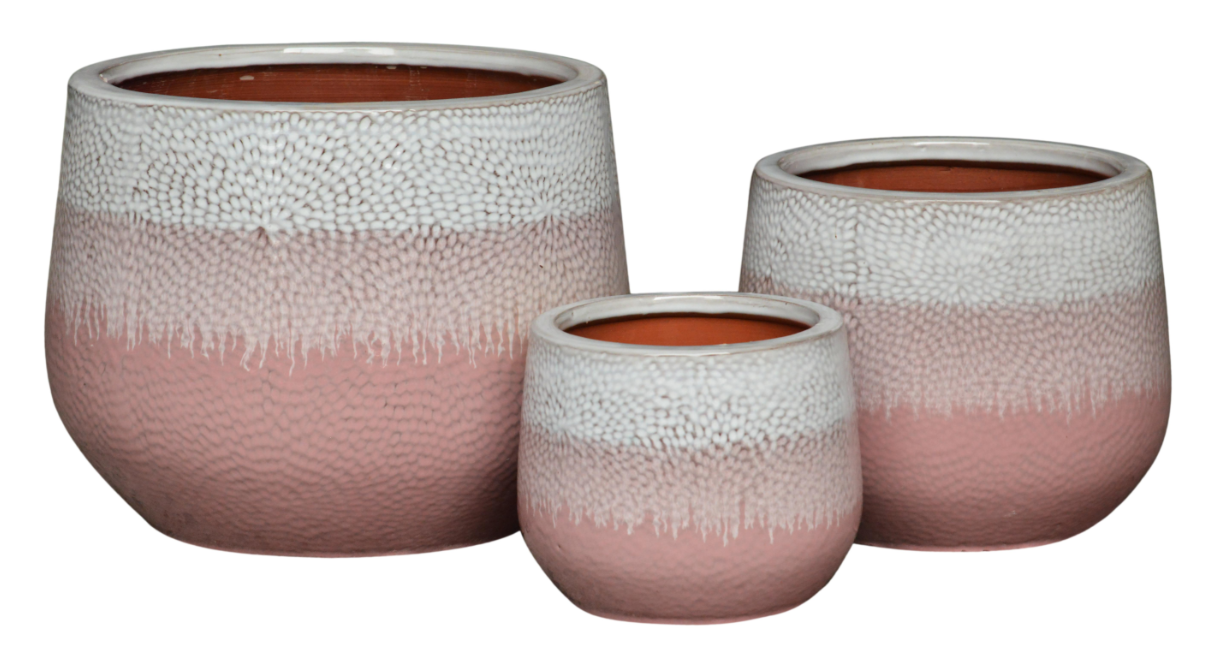 (2/3) Glazed Salmon Cosmo 2 Tone Pot 25x21cm(H)