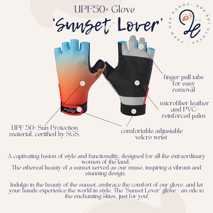 FarmHER Hands | 'Sunset Lover' | UPF50+ Gloves