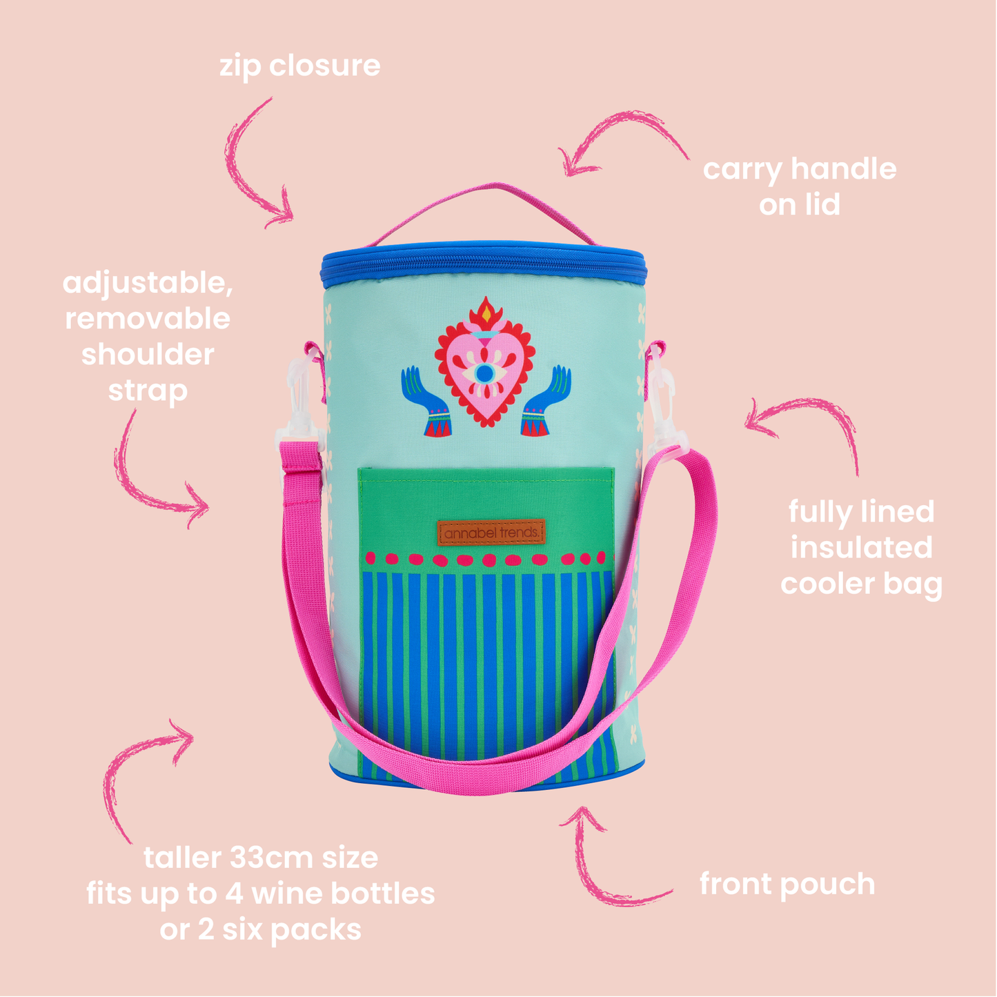 Picnic Cooler Bag - Tall Barrel - Fiesta