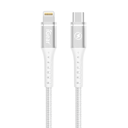 Igear | Cable Charge/Sync PD Braided 20W USB-C to Lightning White 1.2m