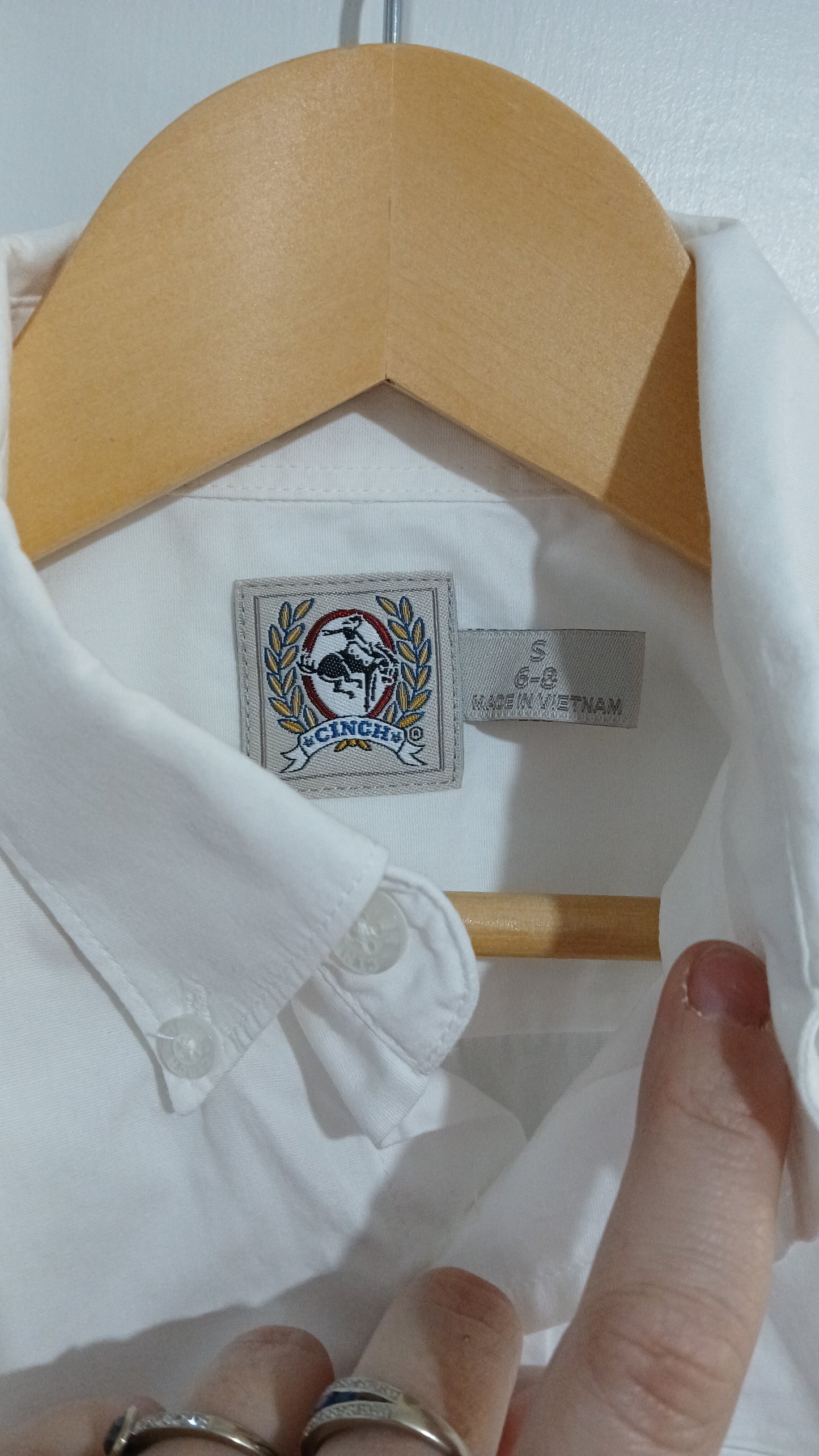 (6-8) Cinch | White LS Shirt
