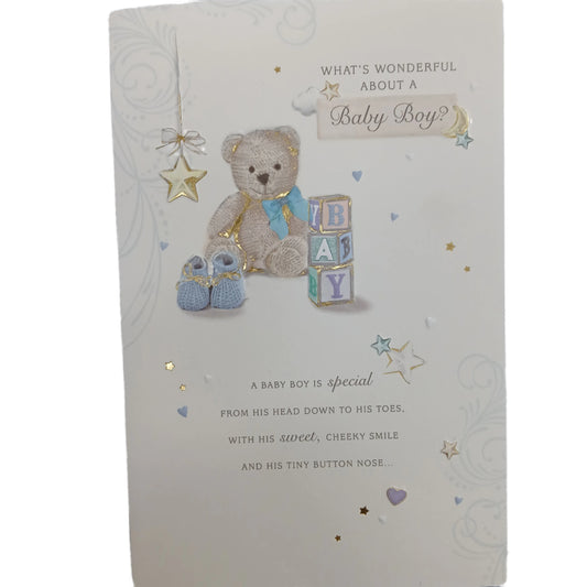 New Baby Card | Baby boy teddy bear