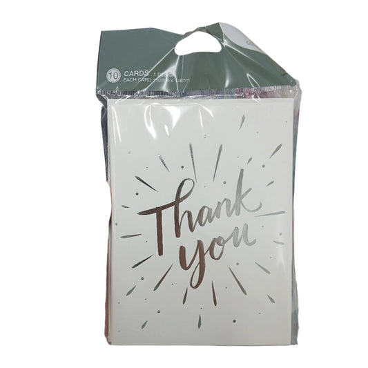 Thank you Card | Silver text | Pack of 10