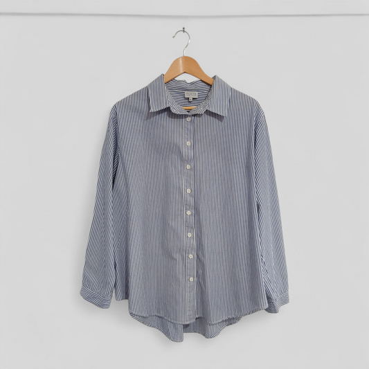 (XL) Slate | Striped LS Shirt