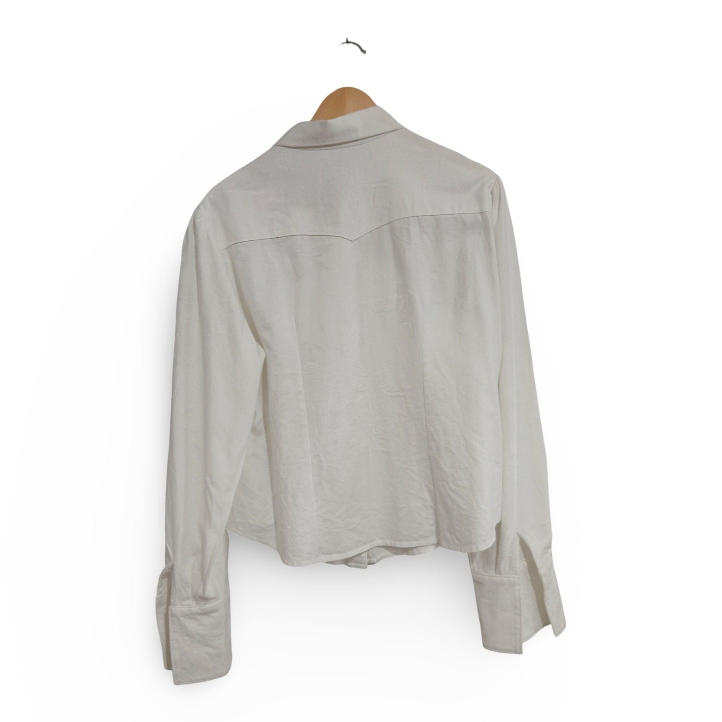 (12/14) Floral Detail White Pearl Snap LS Shirt