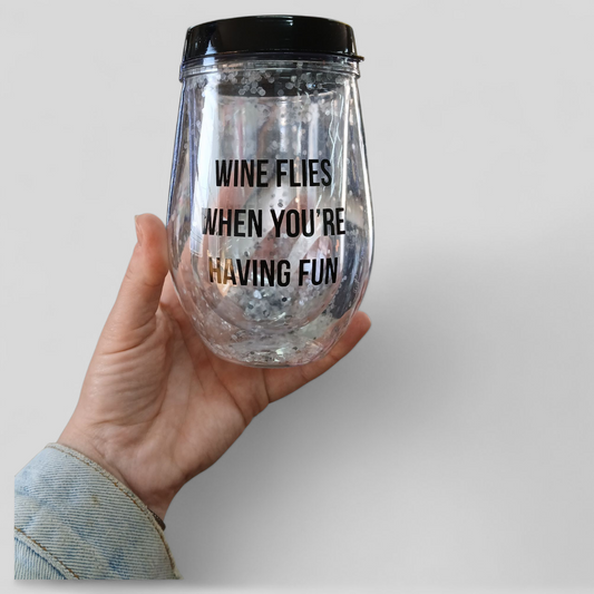 Wine Flies Glitter Tumbler