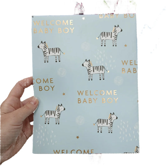 Gift Wrap | Flat & Folded /Folded Wrap - Baby Boy Zebra
