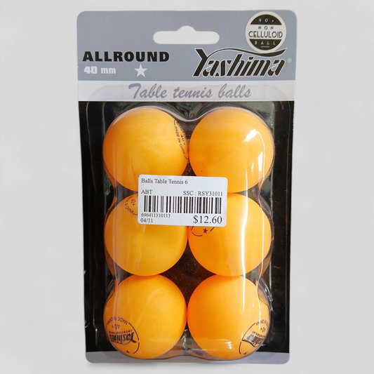 Table Tennis Balls 6pk ORANGE