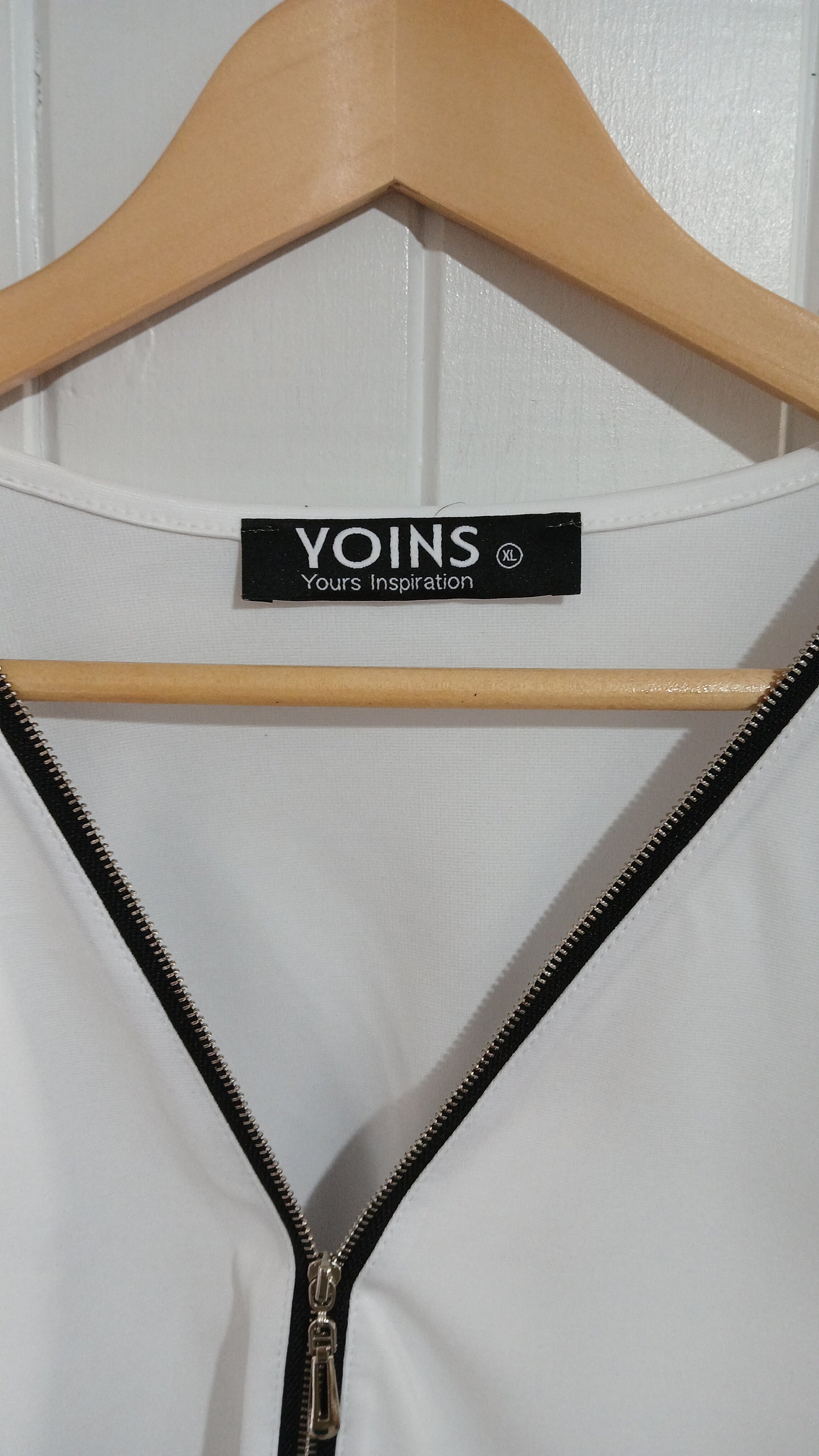 (XL) YOINS | White Zip Blouse