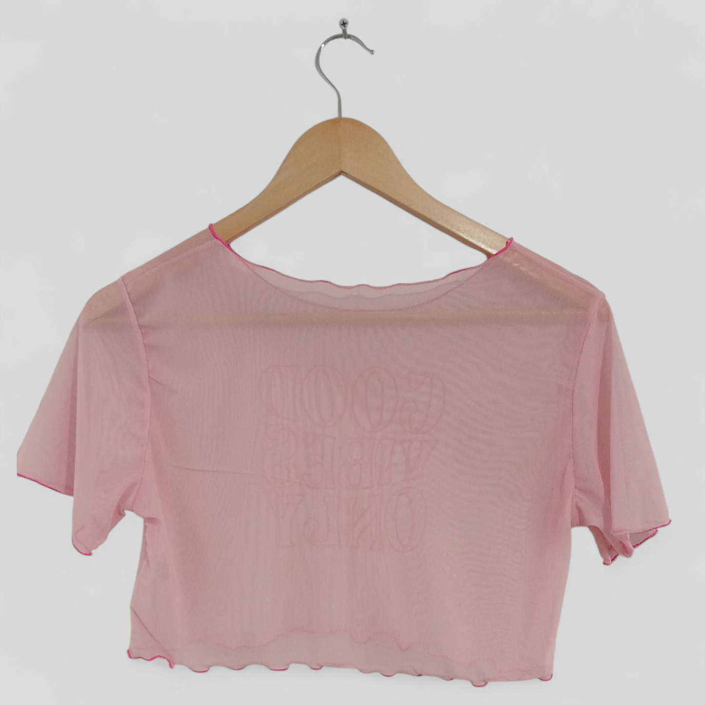 (L) Good Vibes Only Sheer Crop