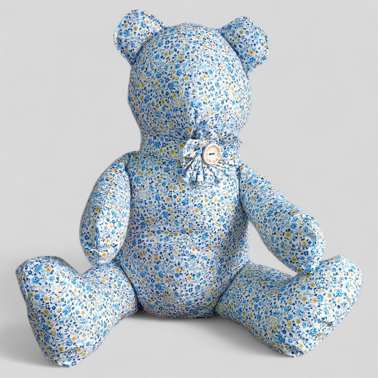 Large Stuffed Animal | Blue Florals | Perfectly Imperfect by Weareable Art
