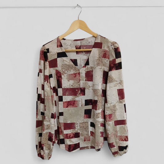 (L) Shein | LS Patterened Blouse