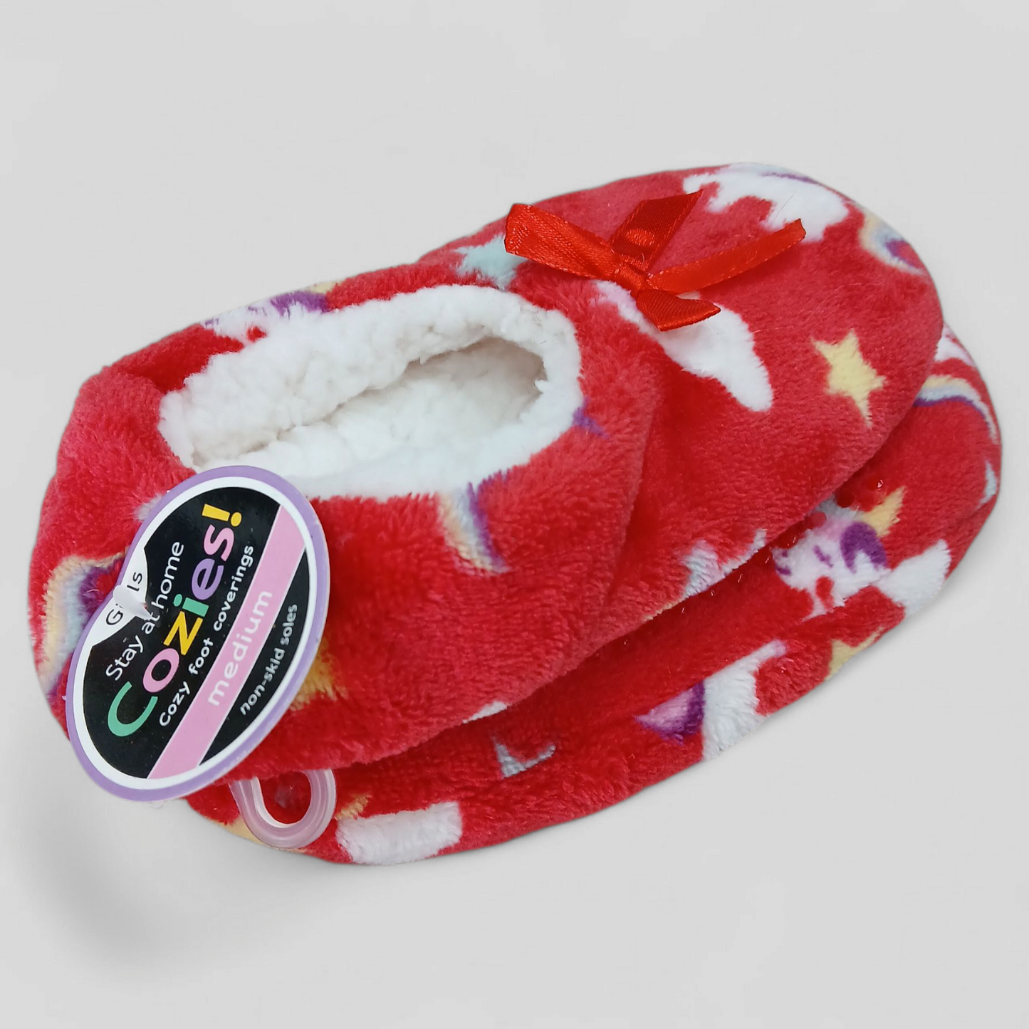 SLIPPERS GIRLS COZIES MEDIUM & LARGE UNICORN PINK & GREY