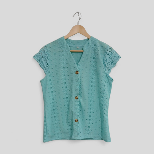 (L) Shein | Lace Button Front Blouse