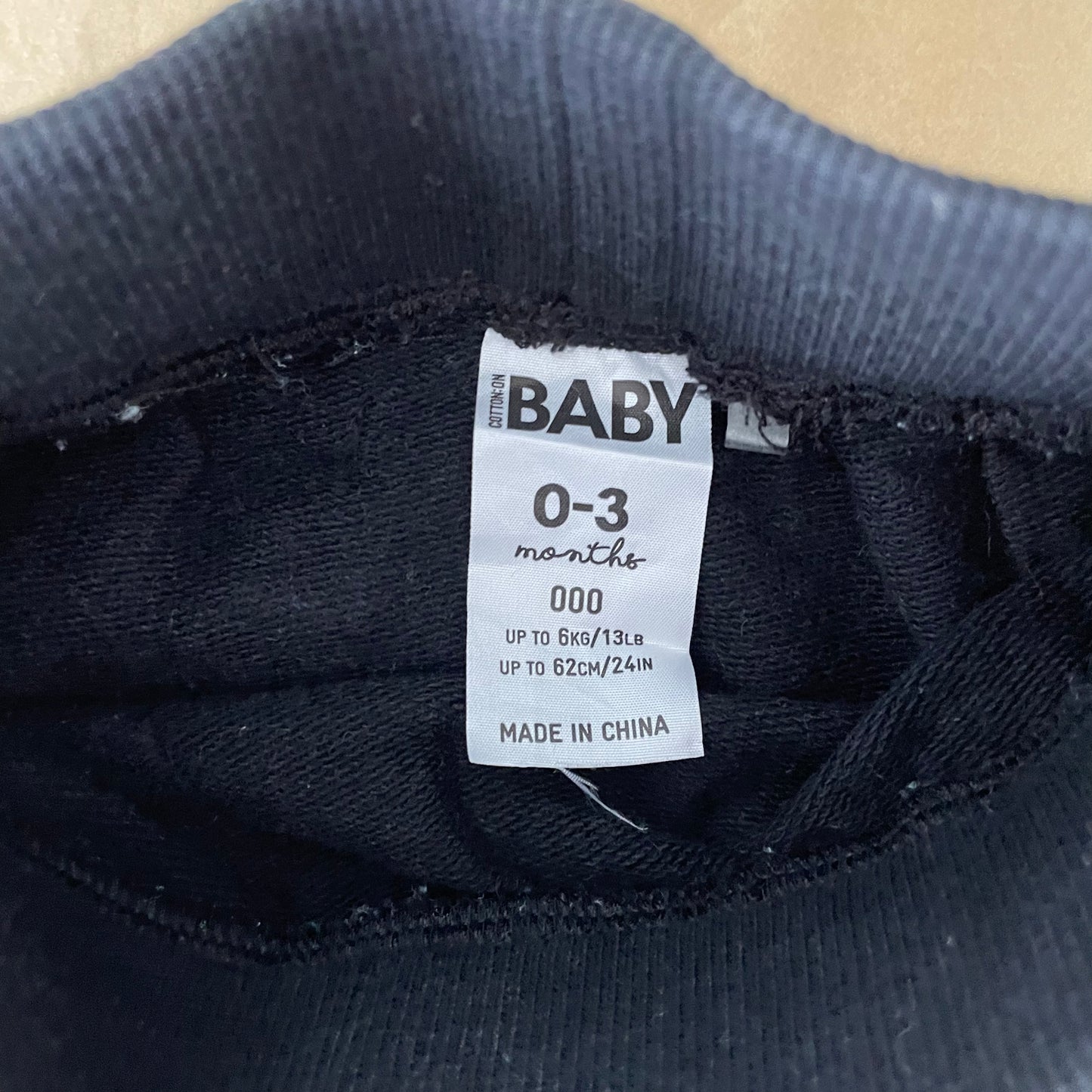 (000) Cotton On Baby Black Bummers