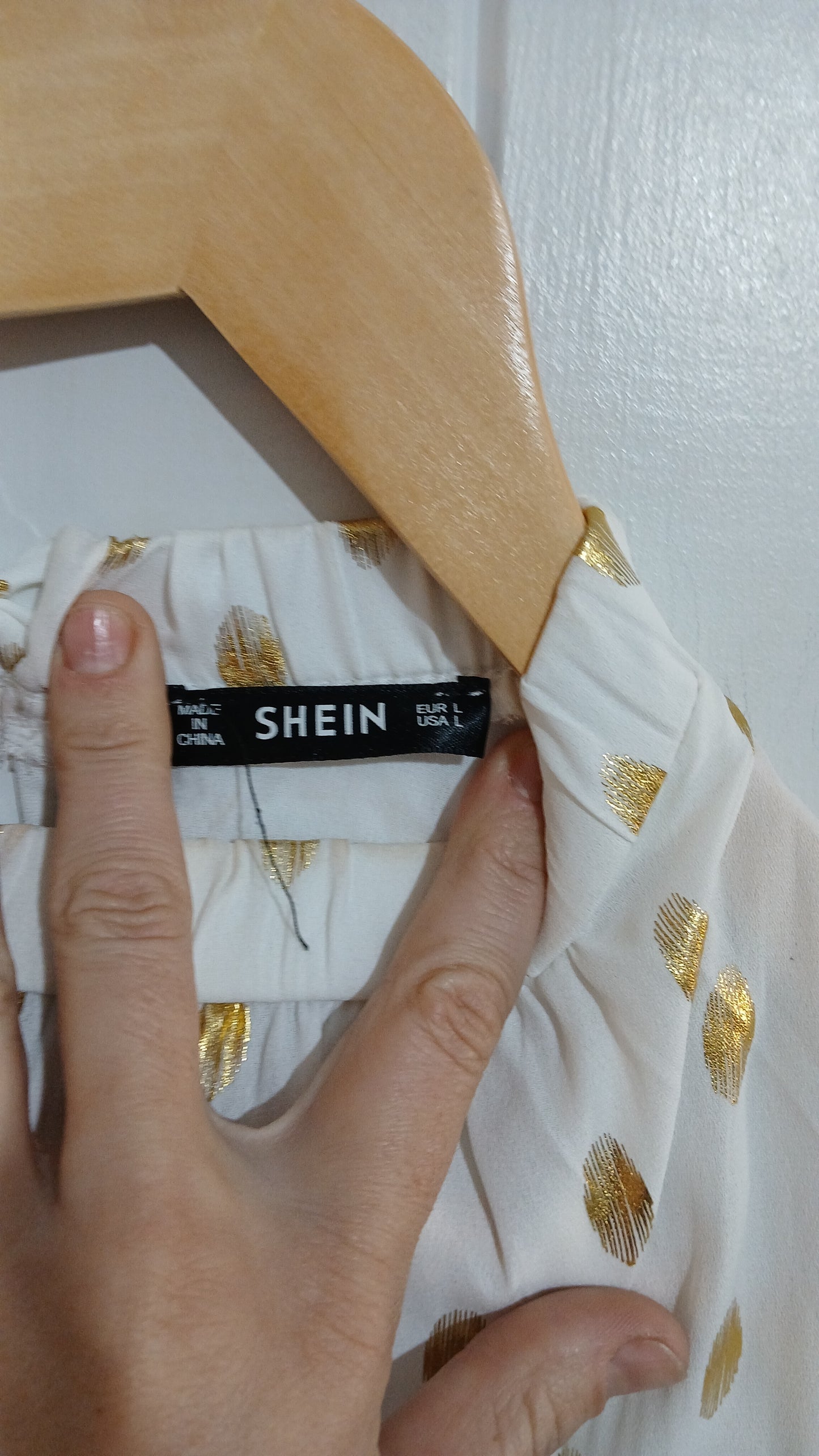 (L) Shein | White Gold Spot Blouse