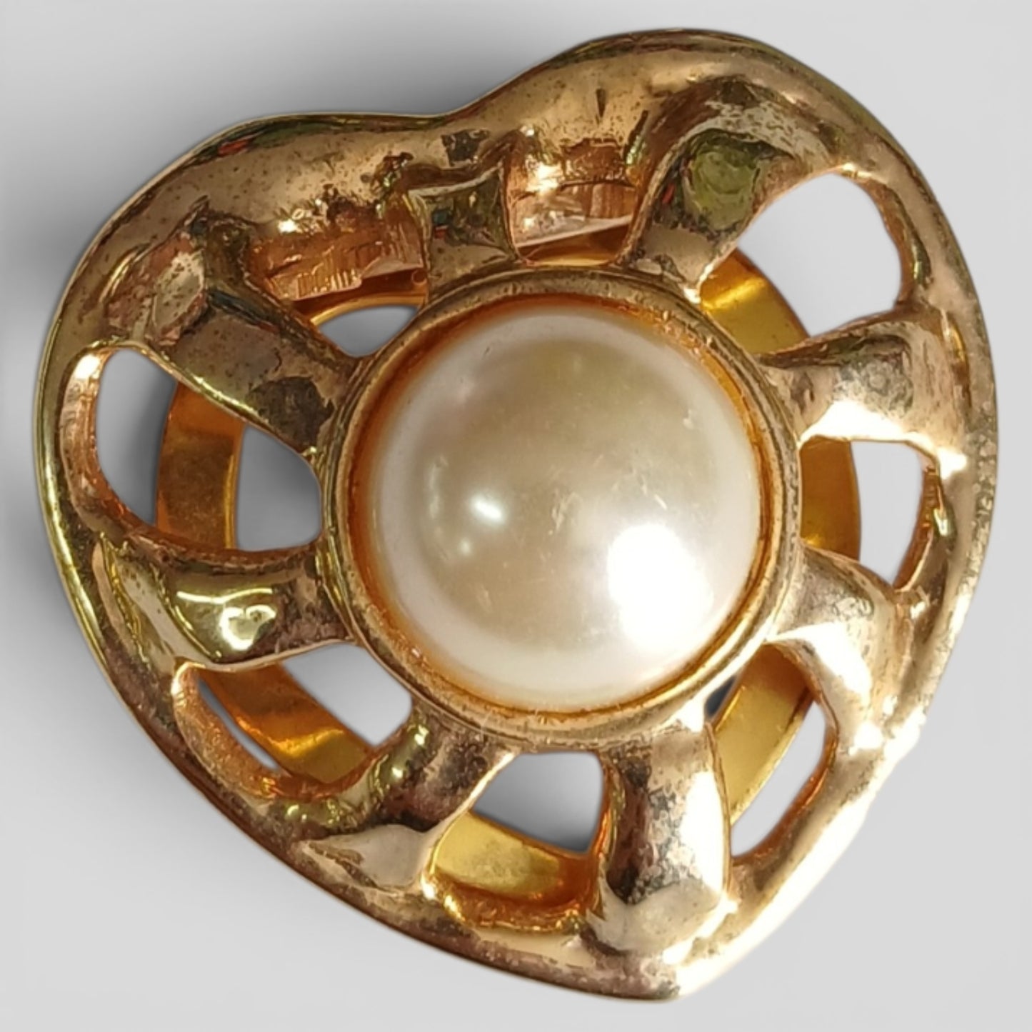 Brooch | Gold Heart Pearl