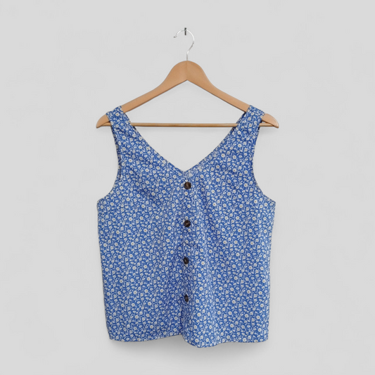 (L) Shein | Blue Floral Blouse