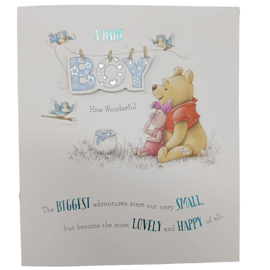 New Baby Card | Baby boy | Pooh Bear