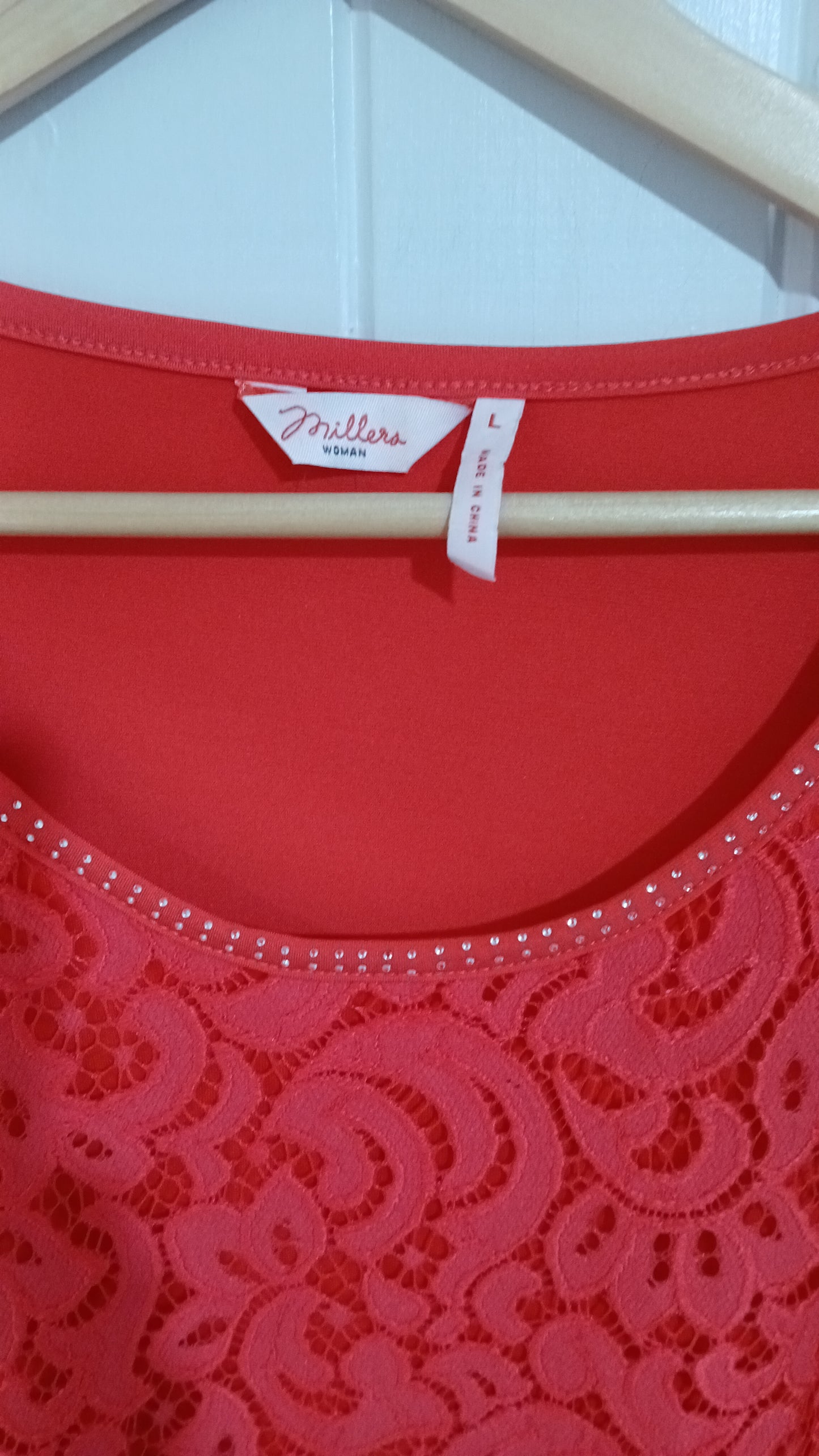 (L) Millers | Red Lace Front Blouse