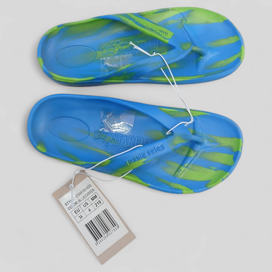 (34) AUSSIE SOLES | KIDS STARFISH | BLUE/GREEN