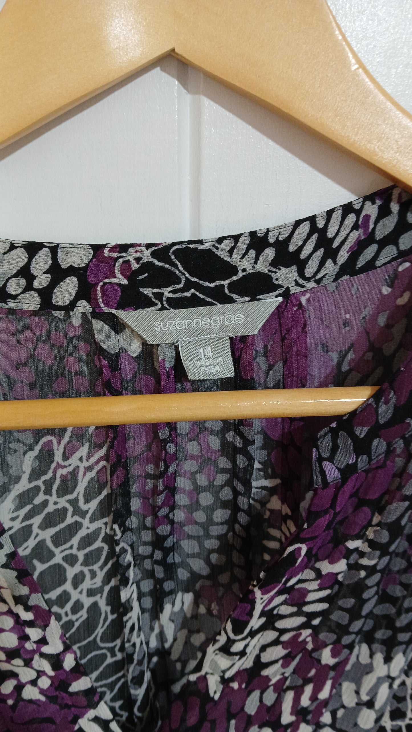 (14) Suzannegrae | Purple Sheer Patterned Blouse