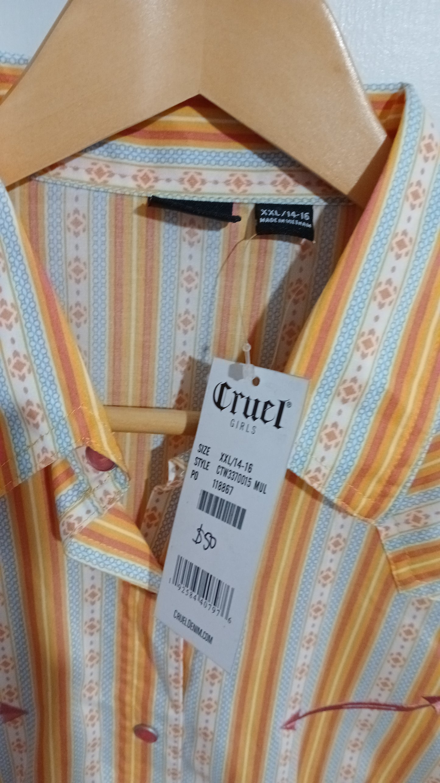 (14-16JNR) Cruel Girls | LS Snap Arena Shirt BNWT