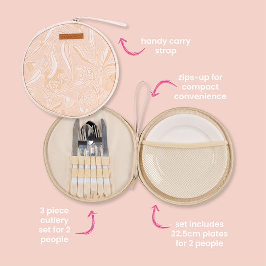 Picnic Round Plate Set - Trailing Natives Tan