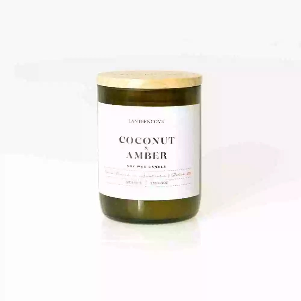Coconut & Amber | Jade 9oz Soy Wax Candle | Lanterncove