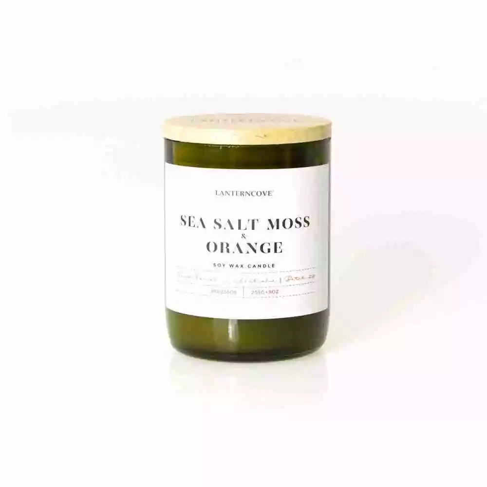 Sea Salt Moss & Orange | Jade 9oz Soy Wax Candle | Lanterncove